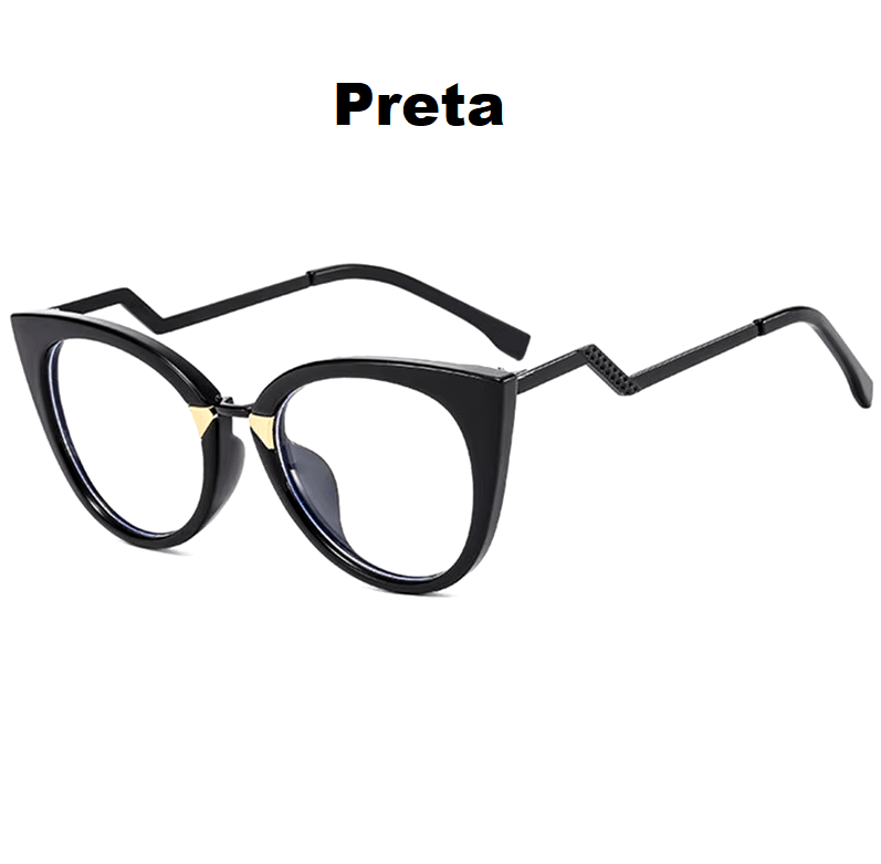 Armação de Óculos Gatinho com Curvatura - Eleganzi