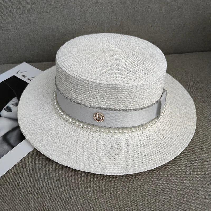 Chapéu de Palha com Pérolas - Eleganzi