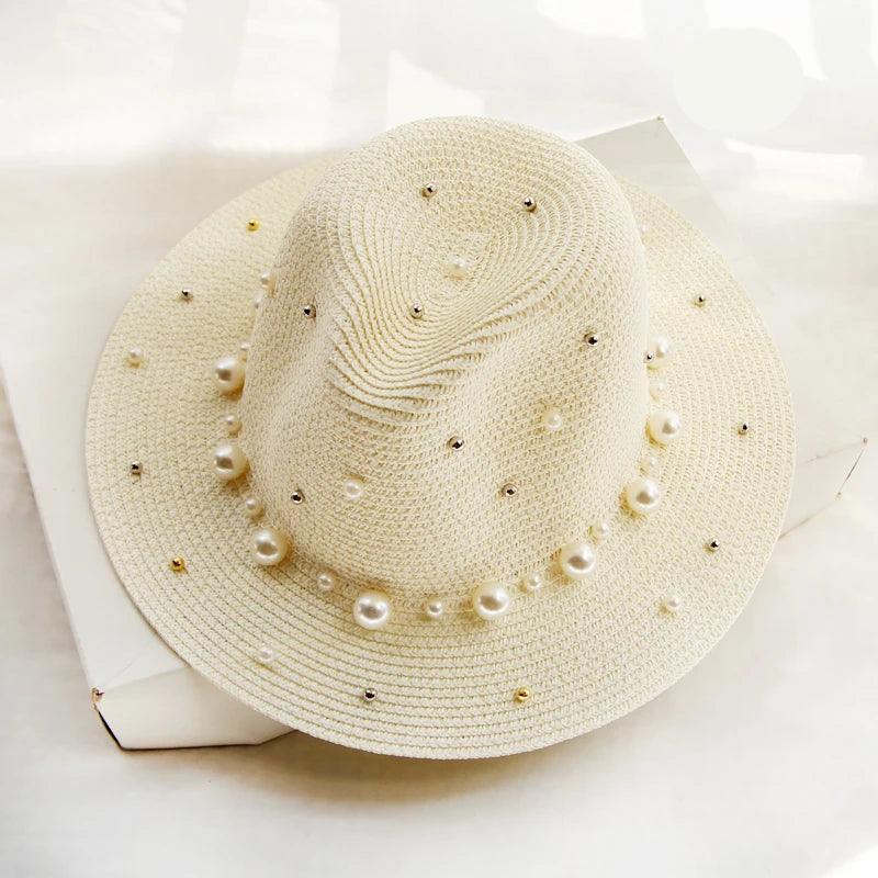 Chapéu Panamá Com Pérolas - Eleganzi