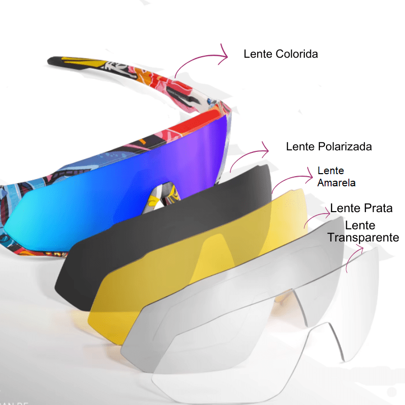 Óculos de Sol Esportivo VisionX (5 em 1) - (Clip On) - Eleganzi