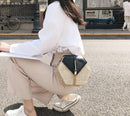 Bolsa Transversal de Palha Hexagonal - Eleganzi
