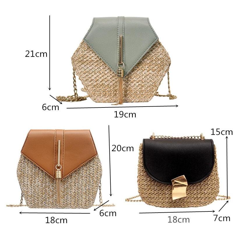 Bolsa Transversal de Palha Hexagonal - Eleganzi
