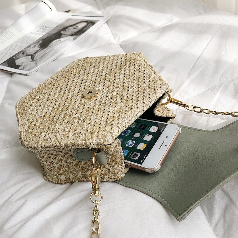 Bolsa Transversal de Palha Hexagonal - Eleganzi