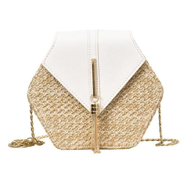 Bolsa Transversal de Palha Hexagonal - Eleganzi