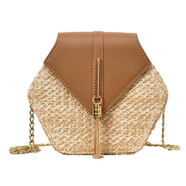 Bolsa Transversal de Palha Hexagonal - Eleganzi
