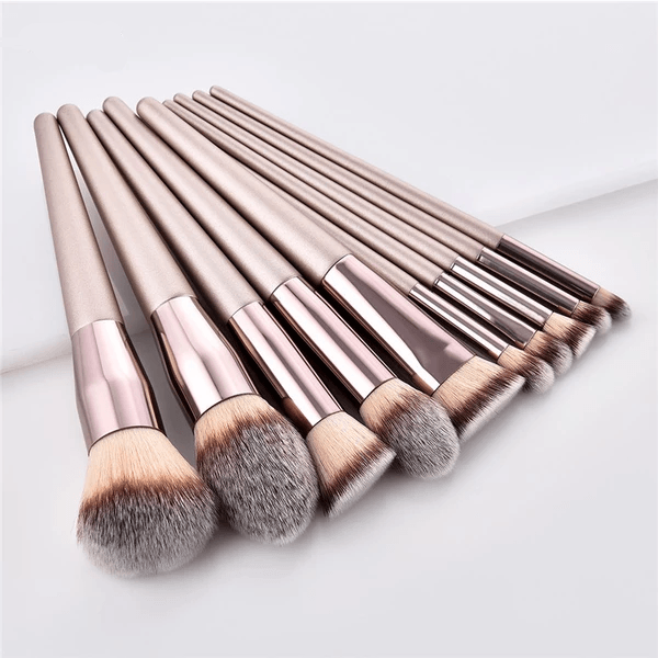 Kit 10 Pincéis de Maquiagem Champanhe - Eleganzi