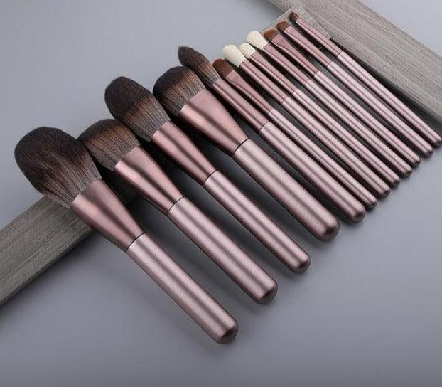 Kit 12 Pincéis de Maquiagem Ouro Rosa - Eleganzi