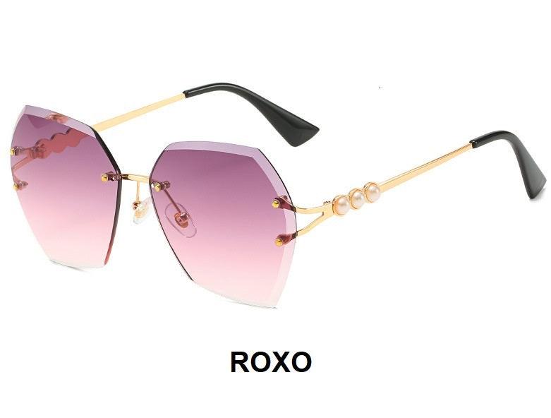 Óculos de Sol Poligonal Degradê com Pérolas - Eleganzi