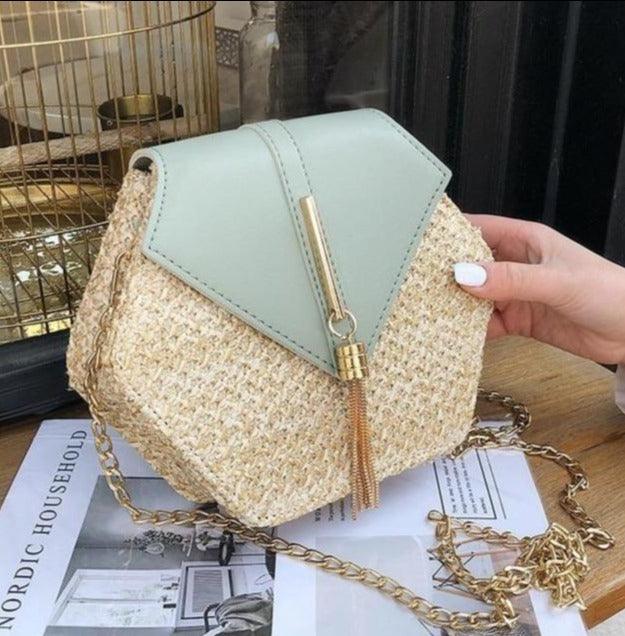 Bolsa Transversal de Palha Hexagonal