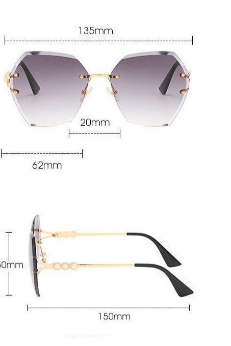 Óculos de Sol Poligonal Degradê com Pérolas