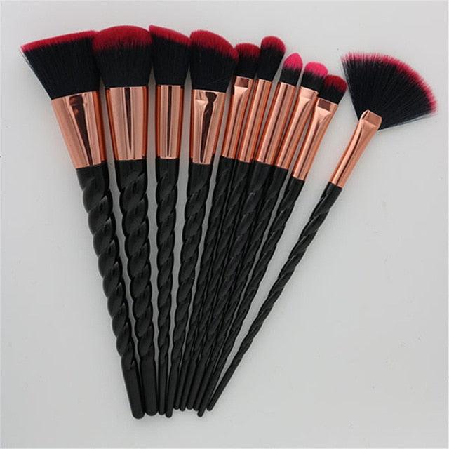 Kit 10 Pincéis de Maquiagem Unicórnio